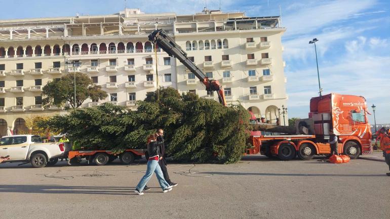 Μύρισε Χριστούγεννα στη Θεσσαλονίκη: Στην πλατεία Αριστοτέλους το 20μετρο έλατο