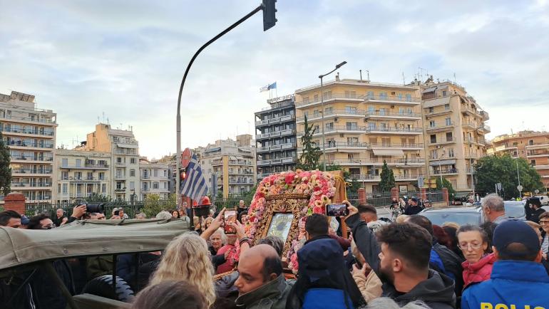 Στη Θεσσαλονίκη η εικόνα της Παναγίας Χοζοβιώτισσας - Με λιτανευτική πομπή στον Άγιο Δημήτριο