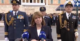 Σακελλαροπούλου: Οι Έλληνες απέναντι στις σύγχρονες προκλήσεις πάντα αντλούμε μέσα στην ιστορία μας δύναμη από την ενότητα και την ομοψυχία