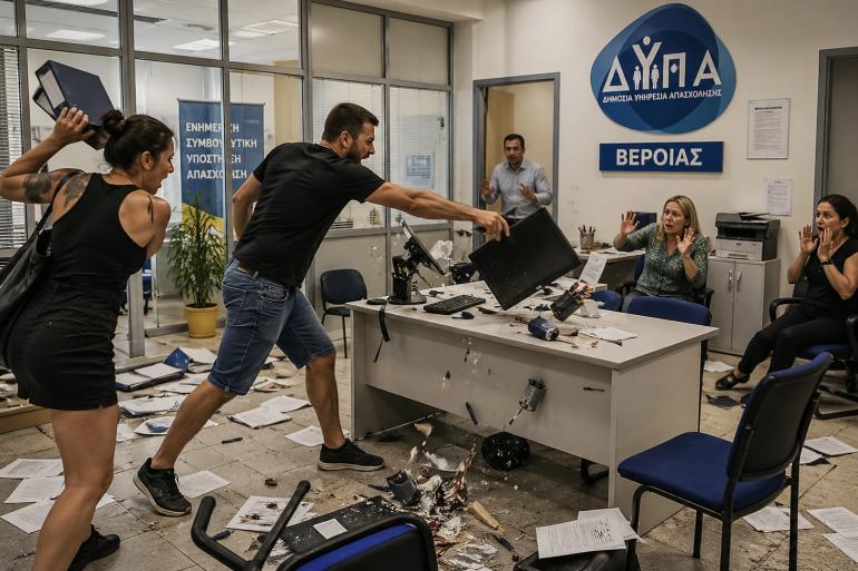 Ζευγάρι τα έκανε «γυαλιά-καρφιά» στη ΔΥΠΑ Βέροιας